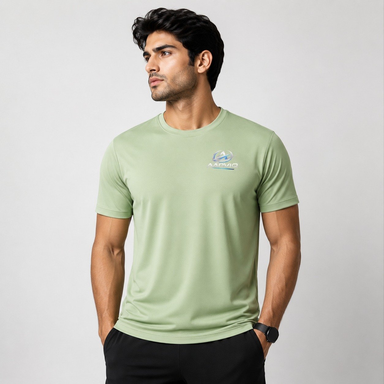 Sports polo shirt worn in a clean outdoor setting